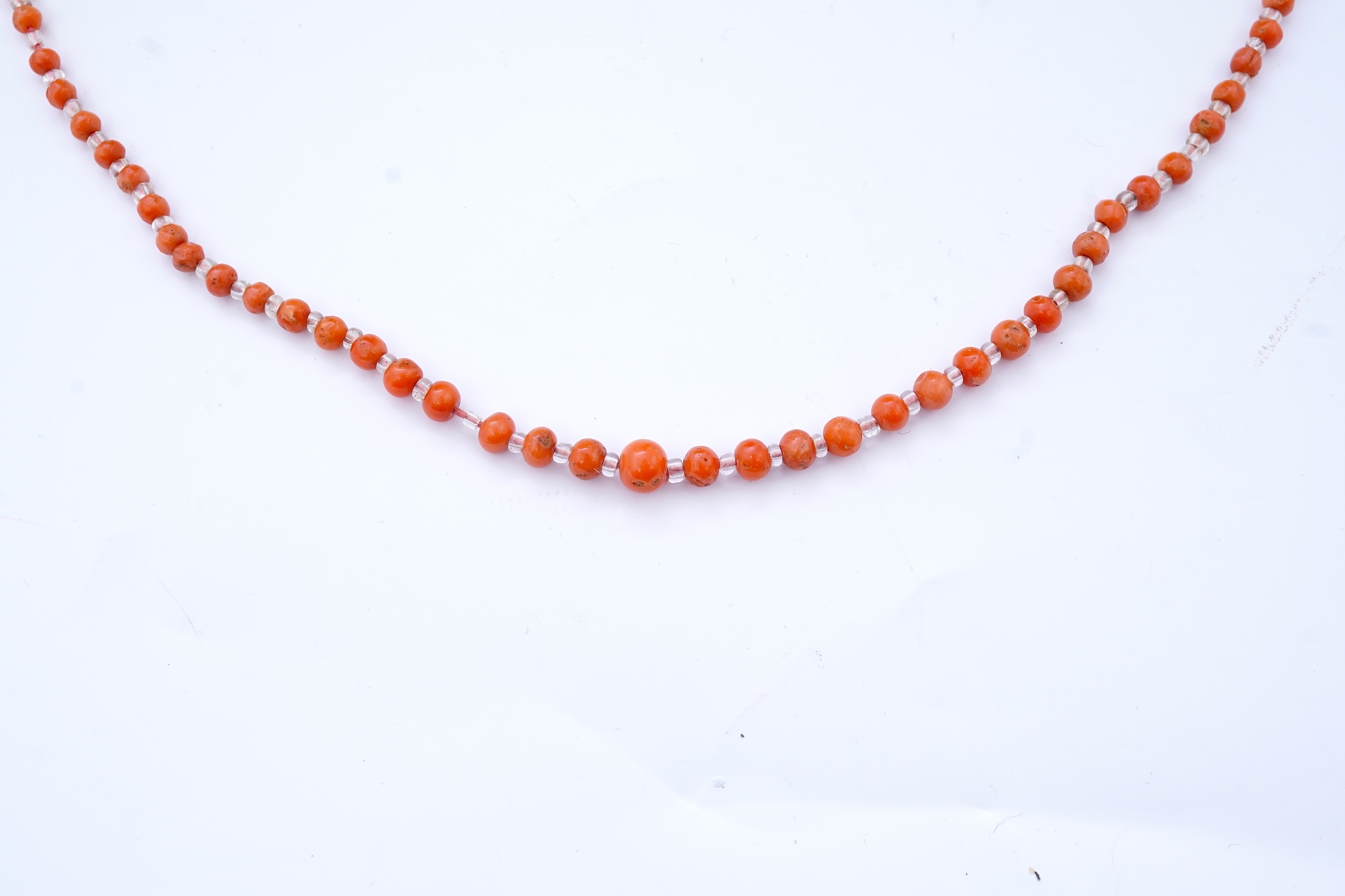 A coral and rock crystal necklace, early 20th century